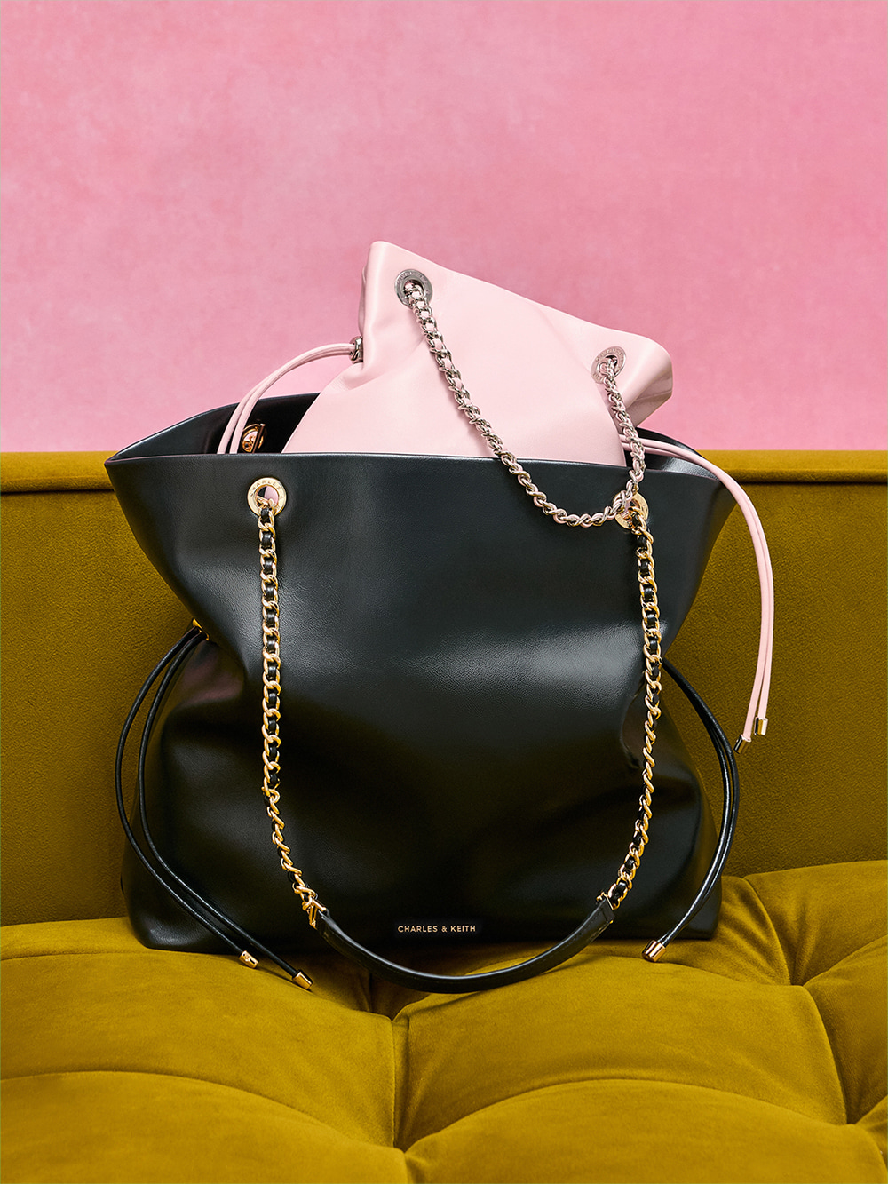 Black Arya Braided-Strap Double-Handle Tote Bag - CHARLES & KEITH